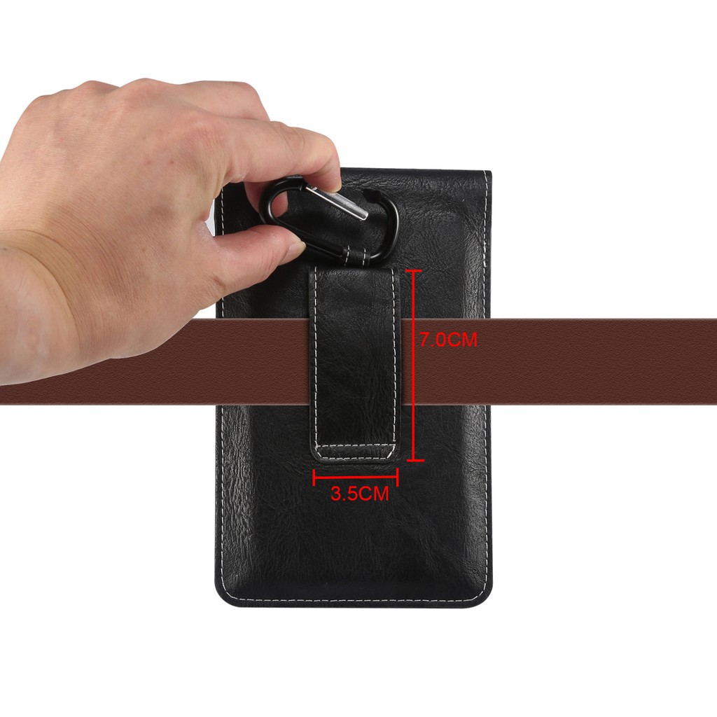 SARUNG HP Tas Pinggang Kulit Kancing Magnet Slot Kartu Carabiner Ukuran 6 - 6,5 Inch Vertikal