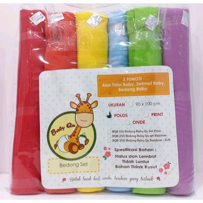 bedong bayi merk Baby Qu/Bedong pelangi polos
