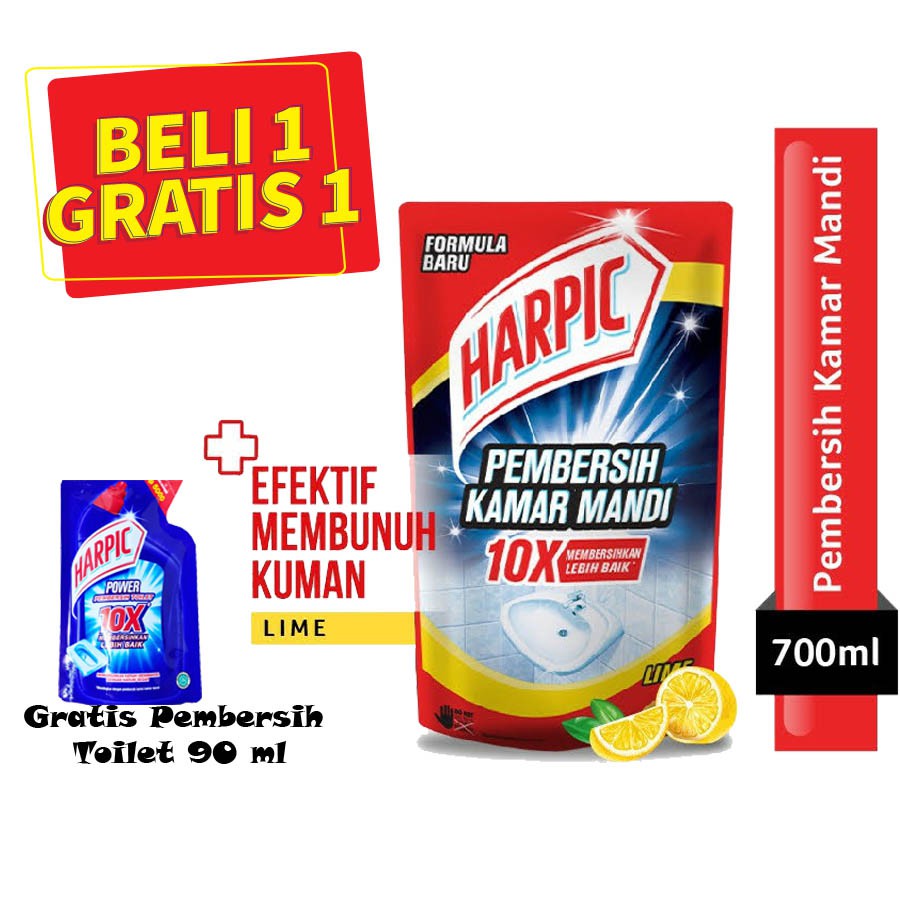 BELI 1 GRATIS 1 Harpic Bathroom Cleaner Pouch 700 mL Gratis pouch 90 ml Pembersih toilet