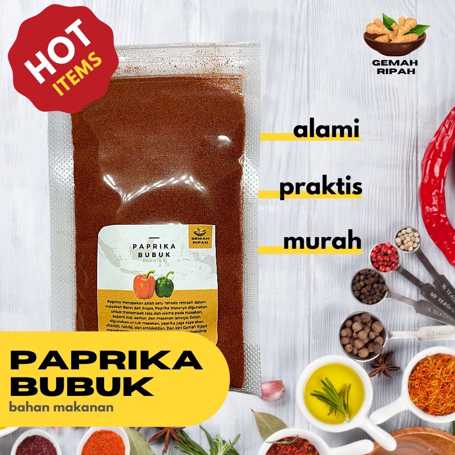 

Paprika Bubuk Asli Kualitas Premium Murni Organik Bumbu Rempah Penyedap Rasa Pure Bumbu Masak Dapur Ground Paprika Smoke Paprika Powder