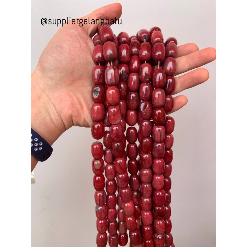 batu alam Penden tabung red carnelian 2 x 1,5 cm merah acc gelangbatu