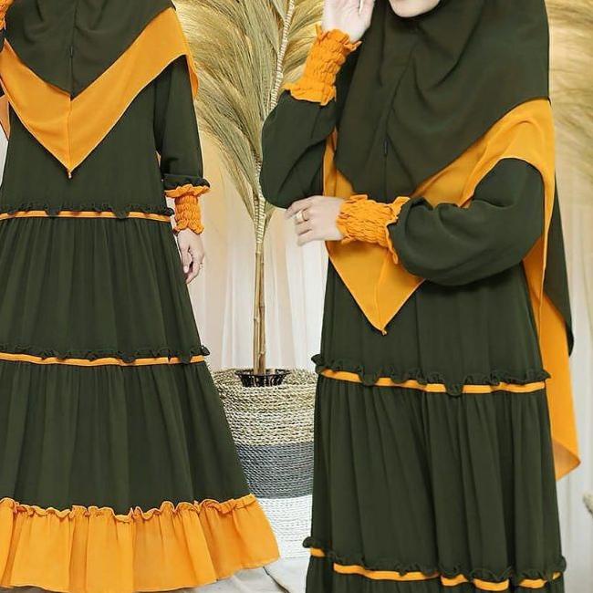 ۝ gamis syar'i ukuran jumbo ld 100 120 130 140 nabila gamis set hijab gamis syari asdf ➢