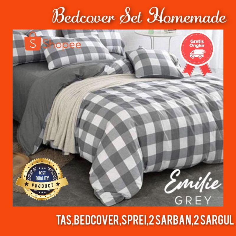 { BEDCOVER + SPREI } BEDCOVER /BEDCOVER SET EMILY GREY