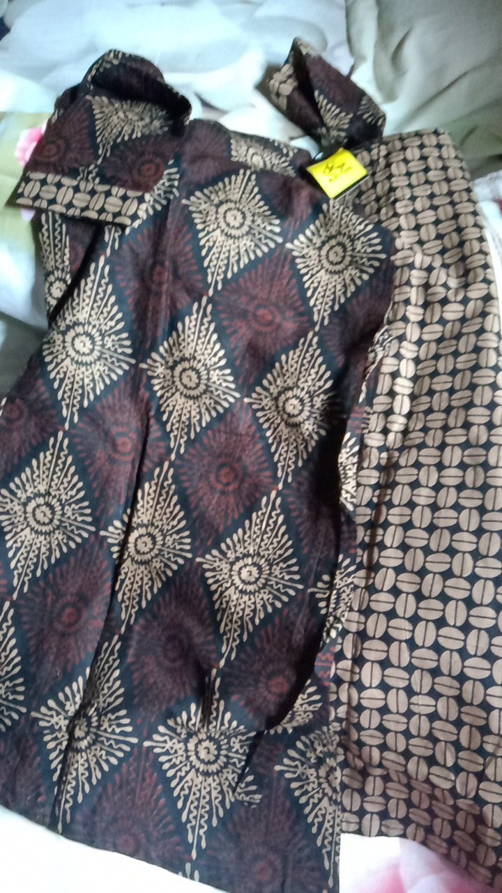 Cod | Tunik Batik Lawasan Coklat Kekinian Modern M - Jumbo