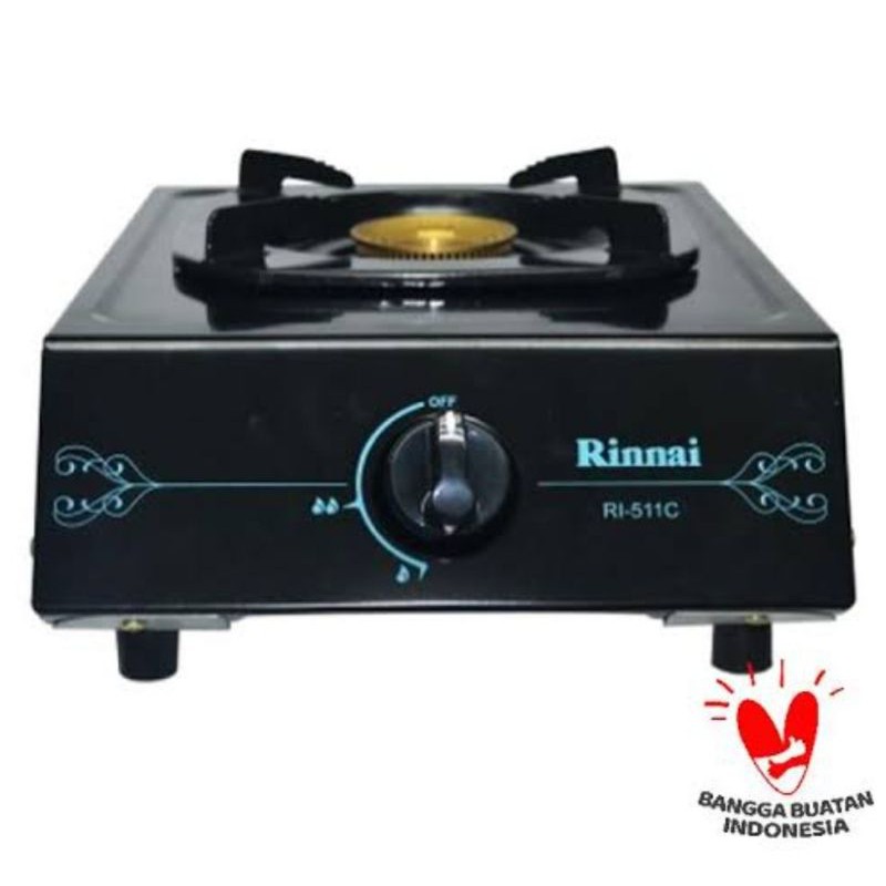 [ Rinnai ] Kompor Gas 1 Tungku Rinnai 511 C - Body Teflon + Burner Kuningan