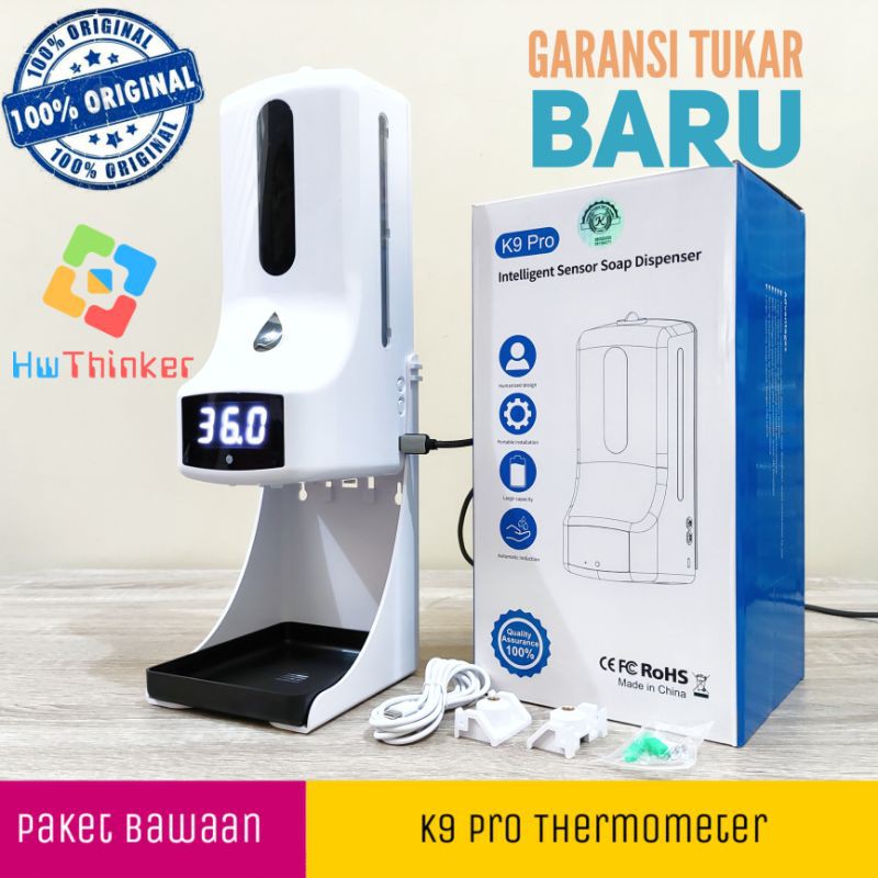 K9 Pro Plus Thermometer Infrared termometer otomatis + dispenser sanitizer