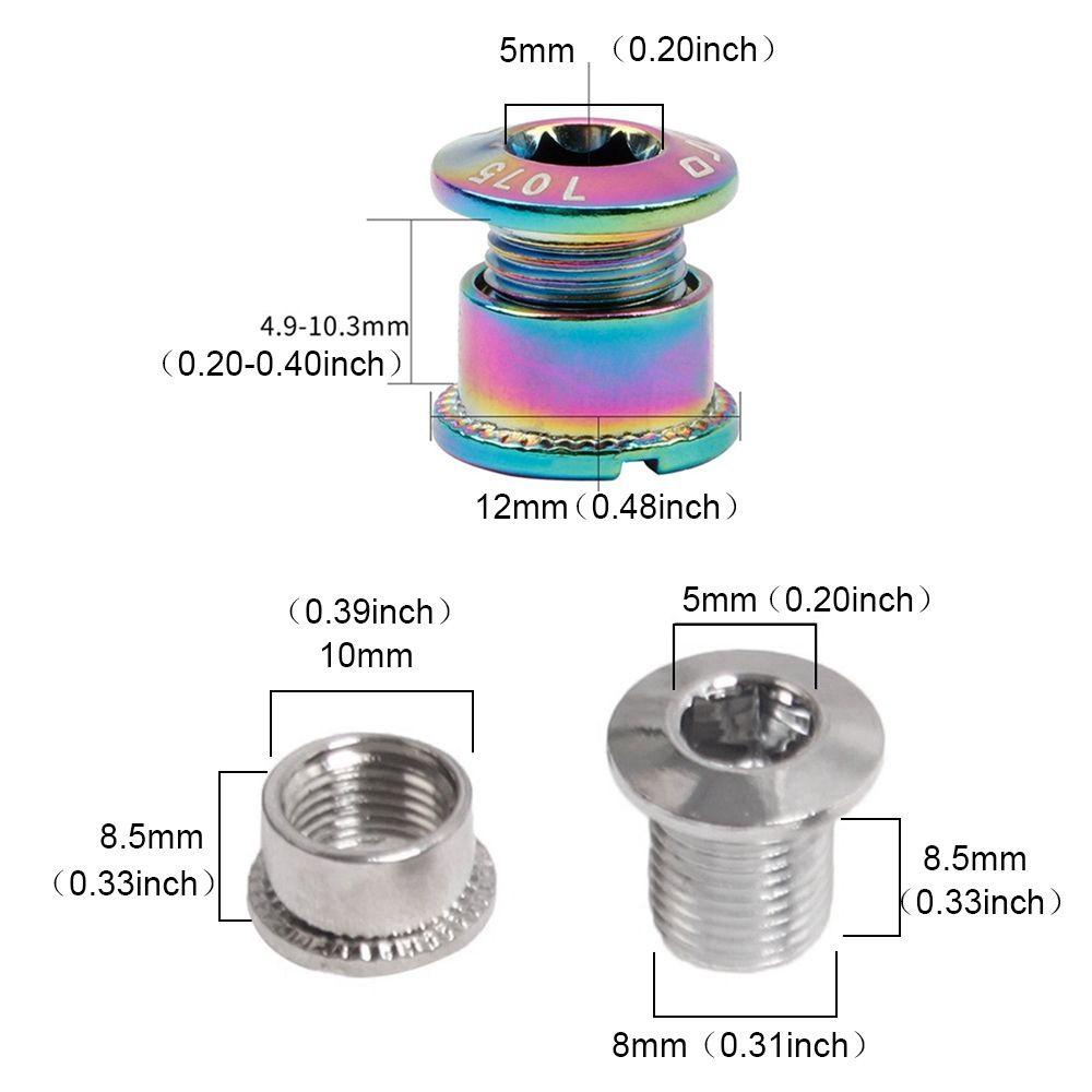 Suyo 1 / 4 / 5pcs Baut Chainring Sepeda MTB Bahan Baja Ukuran 6.5mm 8.5mm