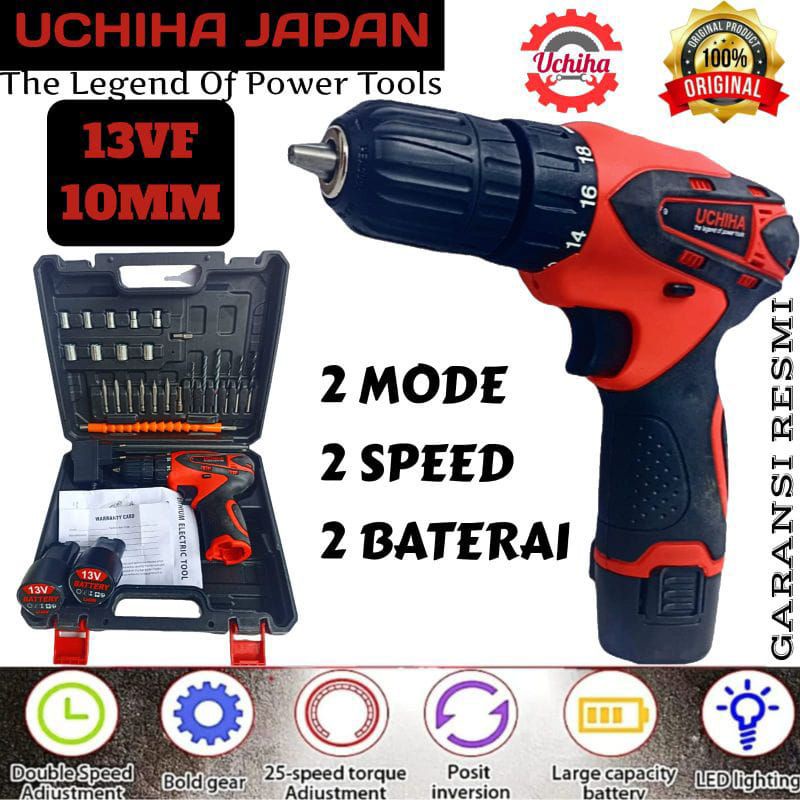32v impact drill baterai cordless mesin bor mur baut obeng kayu uciha
