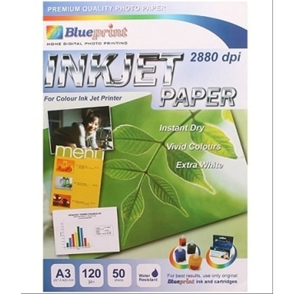 

Unik Kertas Inkjet Paper A3 BluePrint 50 Sheet 120 Gsm Cast Coating Blue Print print