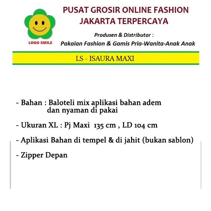 LS 8230 ISAURA MAXI Pakaian Baju maxi Fashion Wanita Model Terbaru, Terkini,Termurah dan Terlaris.