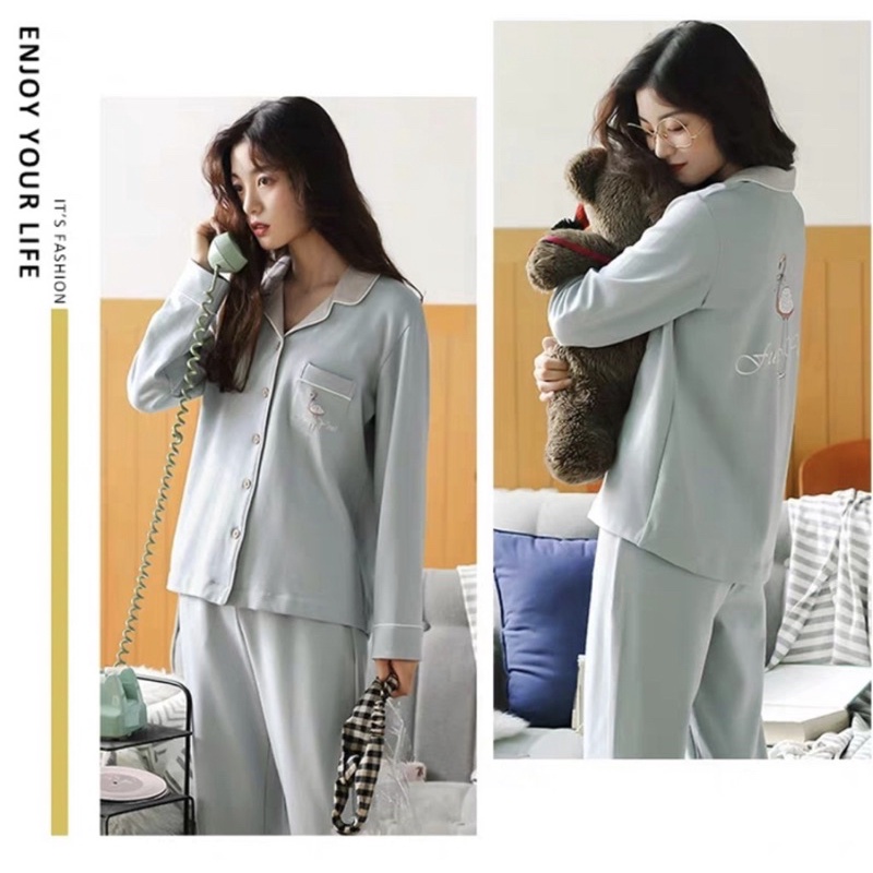 PIYAMA MUSLIM WANITA IMPORT BAJU TIDUR SYARIH KAOS KATUN PREMIUM PAJAMAS CEWEK MOTIF KANCING READY