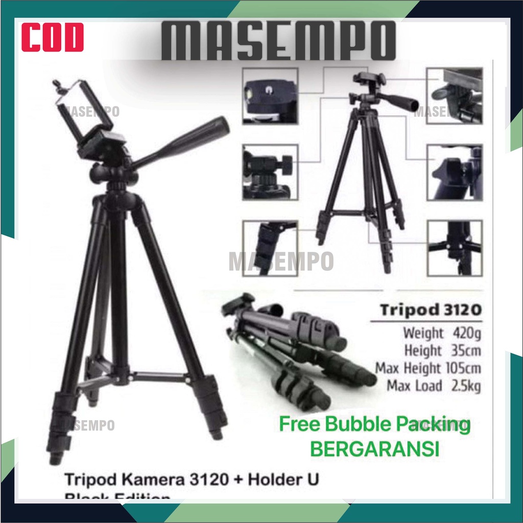 Tripod kamera HP 3120 Holder U Kaki Stabilizer 1 Meter