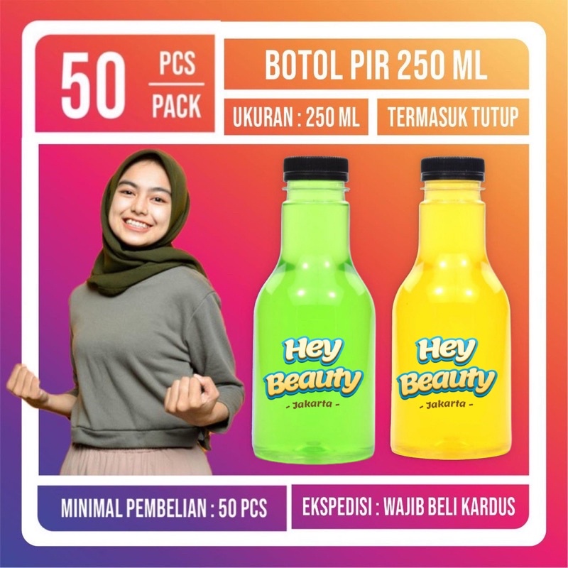 Botol Plastik Pir 250 ML - Botol Almond Pir 250ML - Murah Kopi Jus Madu - Kale Cantik Unik 250ML