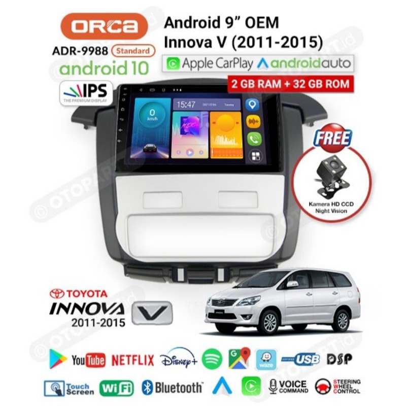 Head Unit Android ORCA ADR 9988 ANDROID Innova 2011 - 2015