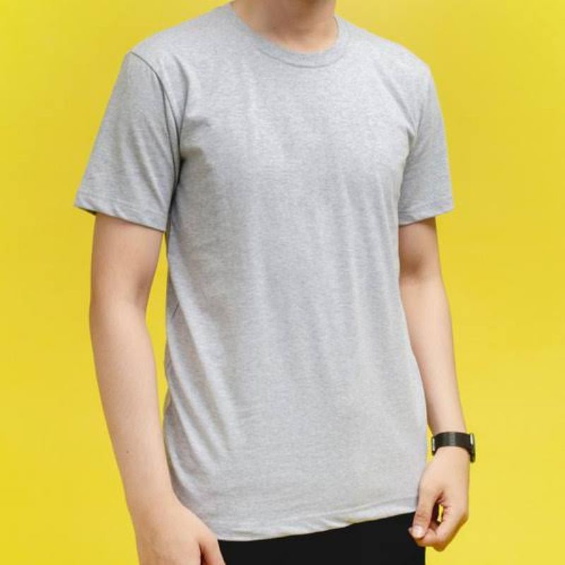 KAOS POLOS COTTON COMBED 24S [Tebal] LENGAN PENDEK Basic Tee Unisex OBRAYSTORE / T-shirt / Kaos Oblong / Baju Polos [Cewe Cowo]-Abu Misty