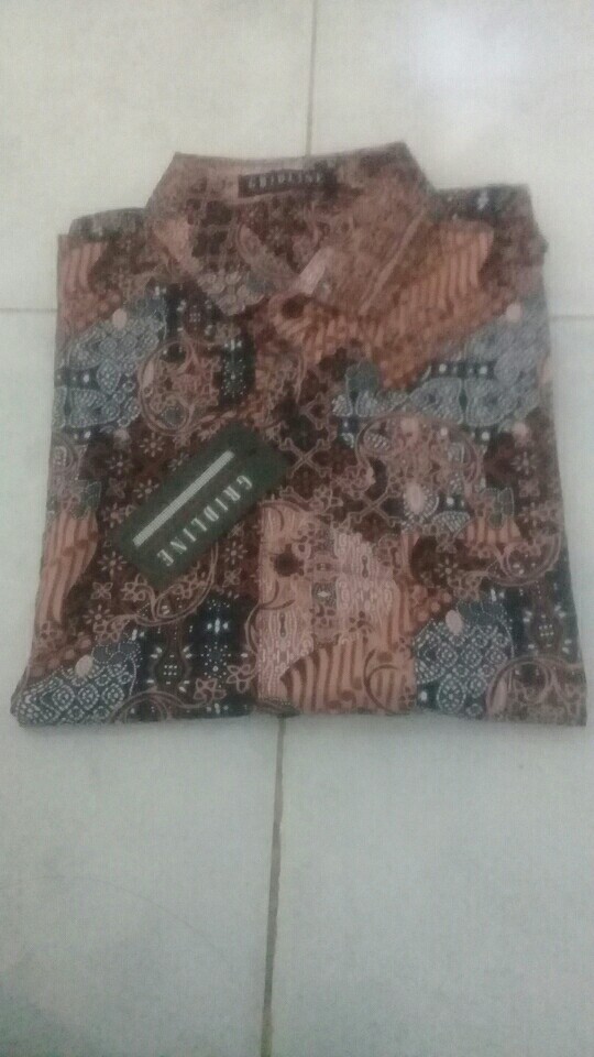 [gridline - R099 Red - R020 Brown] Kemeja Batik Pria Katun Lengan Pendek Regular