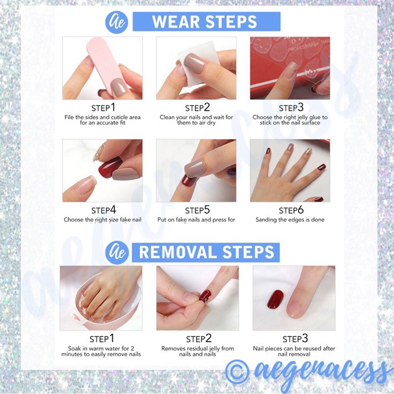 24pcs KUKU PALSU FRENCH MANICURE WHITE FAKE NAILS LIST PUTIH KUKU PALSU KOTAK OVAL ALMOND KUKU PALSU