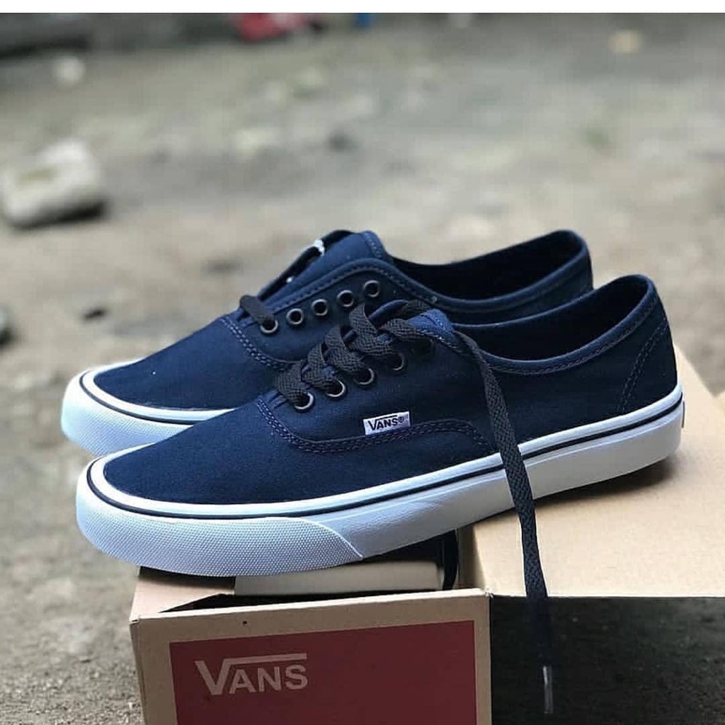 Sepatu Vans Port Royal Navy White Sneakers Pria Kets Biru Dongker Putih Sekolah Kerja Kuliah Sepatu Cowok