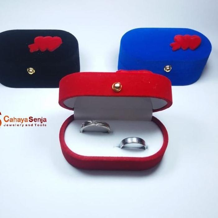[KODE L7EEC] Tempat Cincin Sepasang / Kotak Cincin Kawin Couple Oval Bludru