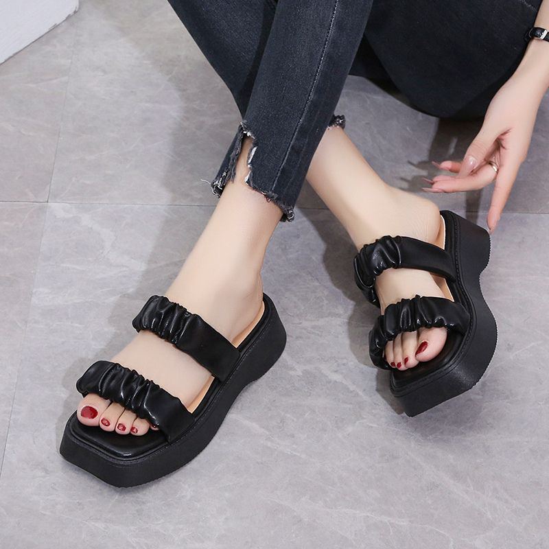 1071 Wedges Import Murah Sandal Wanita 3cm Sendal Flatshoes