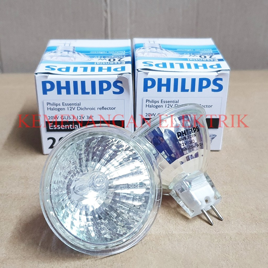 LAMPU PHILIPS HALOGEN 20W 12V MR16 KUNING DICHROIC 20 W 20WATT 12 VOLT