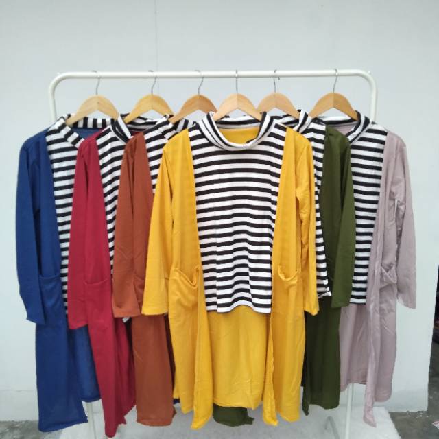 1 KG = 3 PCS || KIMORA TUNIK TURTLENECK STRIPE FASHION MURAH