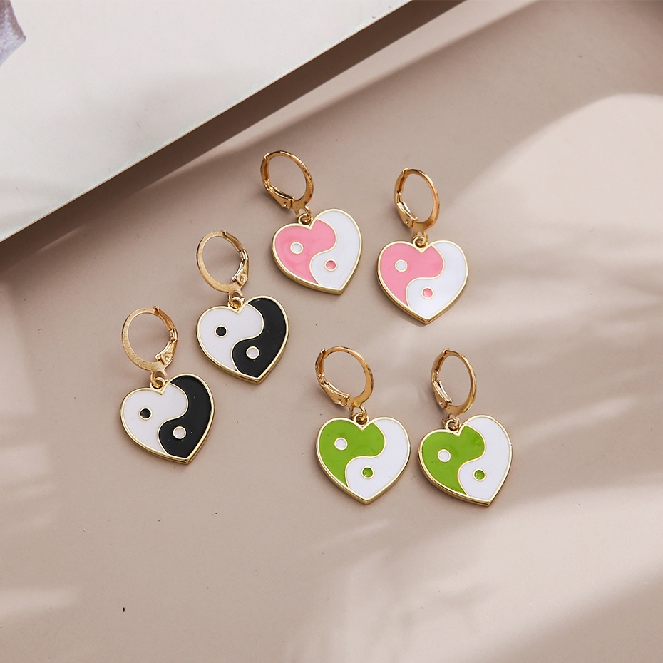 Anting Liontin Love Bahan Alloy Gaya Korea Untuk Wanita