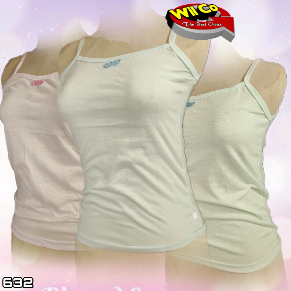 K632 (1-3 pcs) Tanktop Kamisol Remaja Singlet Perempuan Tali Kecil Size M - XL