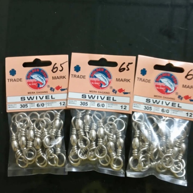 Barrel Swivel Nickel Kili Kili Pancing 305 Size 6/0 Golden Fish