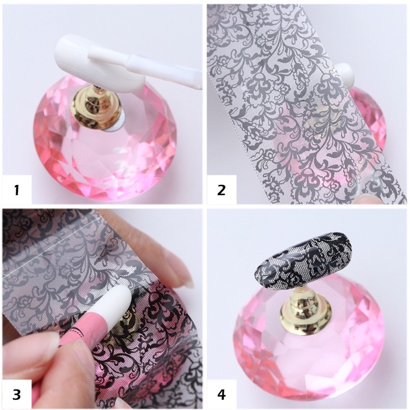 TRANSFER FOIL GEL MOTIF MARBLE + BUNGA HIASAN NAIL ART