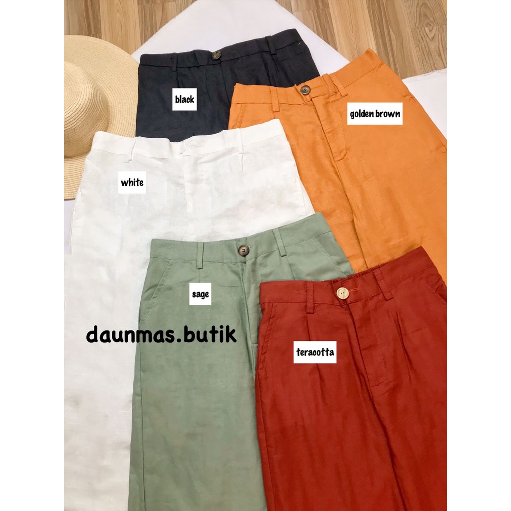 1KG MUAT 4PCS | SEOUL YUKA KULOT LINEN HIGHWAIST KOREAN STYLE HITS OOTD SELEBGRAM FASHION MURAH