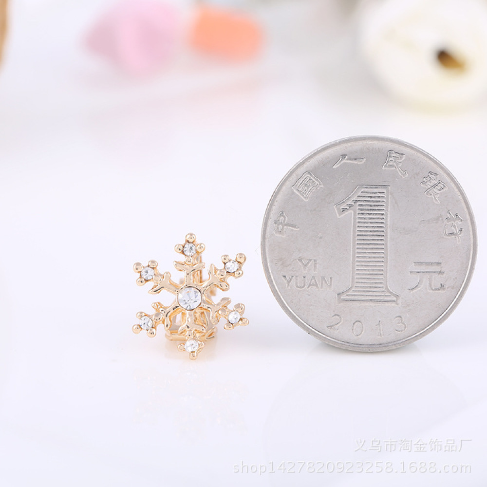 Anting Klip Tanpa Tindik Desain Geometri Snowflake Warna Gold / Silver Untuk Wanita