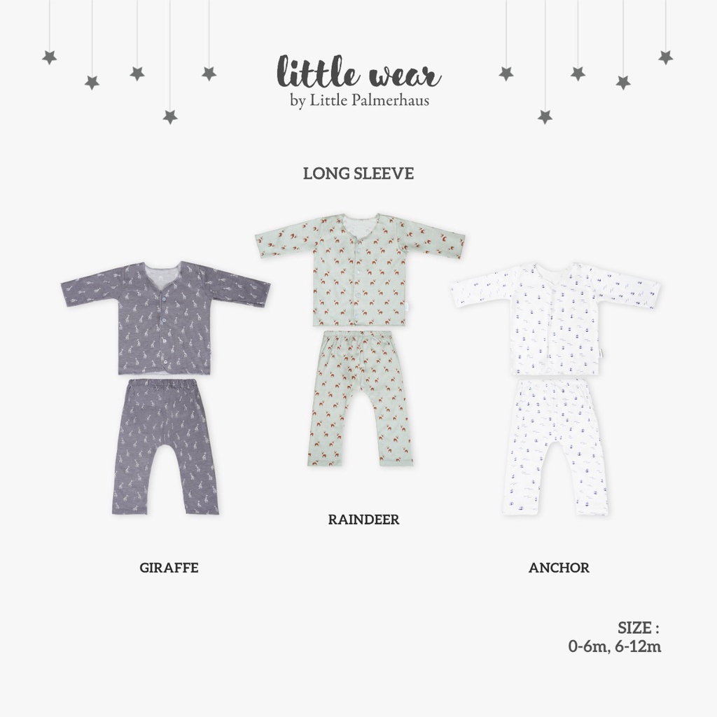 [Size 0-12m] Little Wear By Little Palmerhaus Long Sleeve Setelan Panjang Bayi