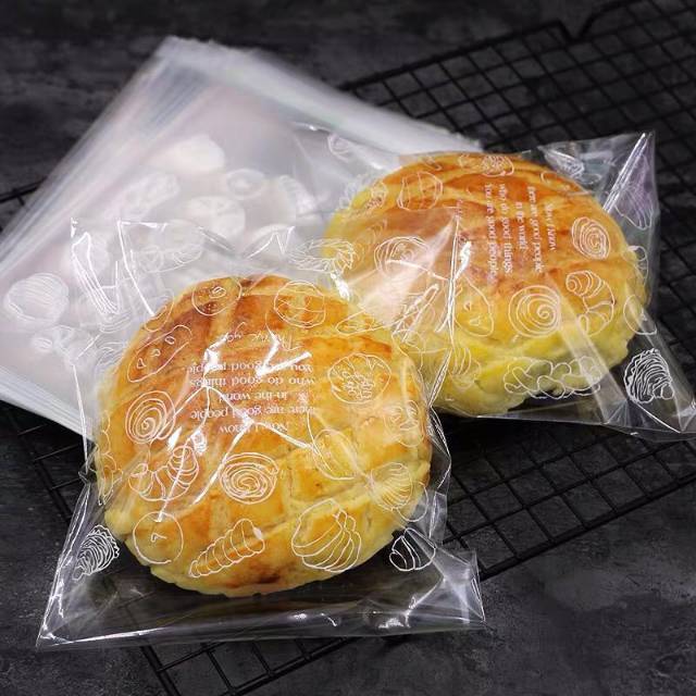 10pcs Plastik roti bakpao donat motif dan polos lucu| kemasan roti lucu 15x18+3