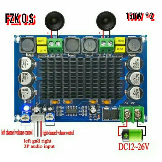 FZK~Amplifier Audio Stereo TPA3116D2 150WATT *2