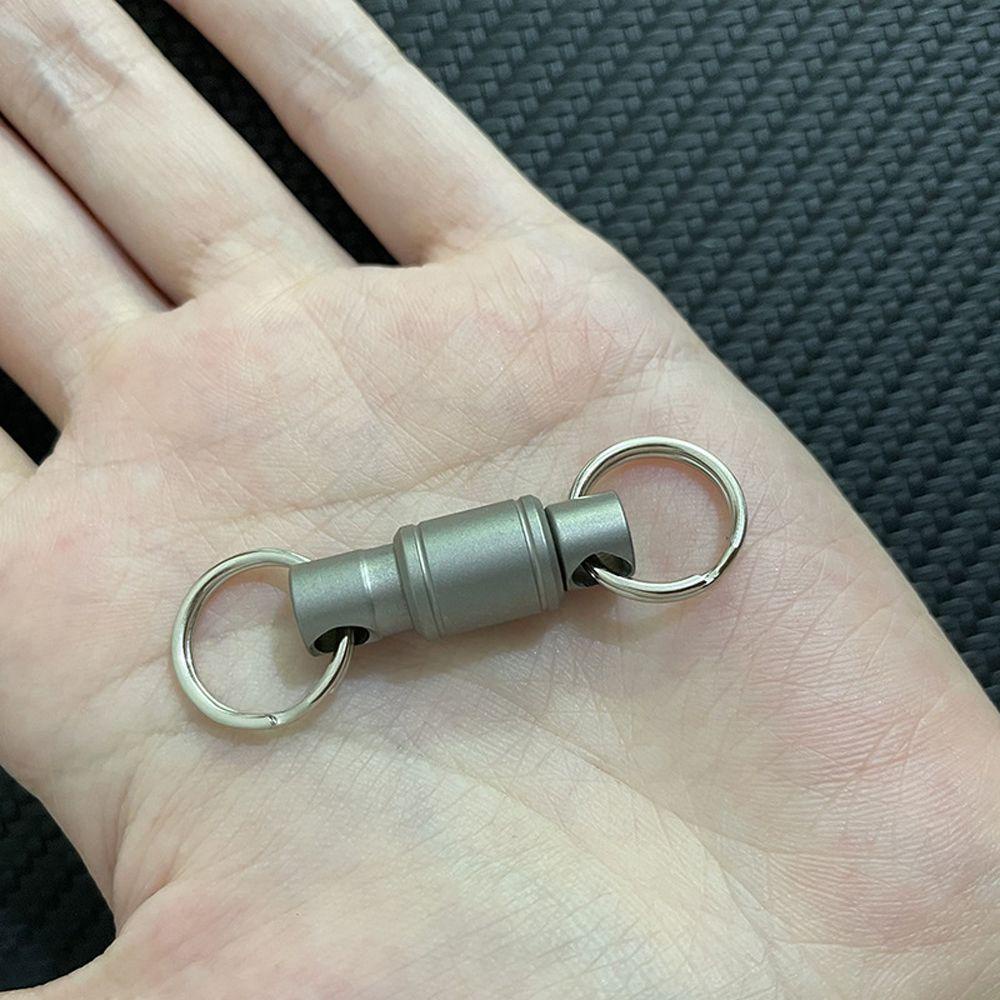[Elegan] Titanium Alloy Keyring Removable Klip Tahan Lama Rilis Cepat Sabuk Pinggang Dual Detachable Pull Outdoor Tool Keychain