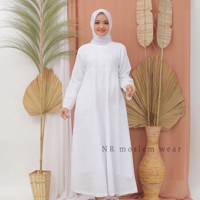 GAMIS PUTIH WANITA DEWASA / GAMIS HITAM HAJI UMROH / PERLENGKAPAN HAJI UMRAH ( kode OB )