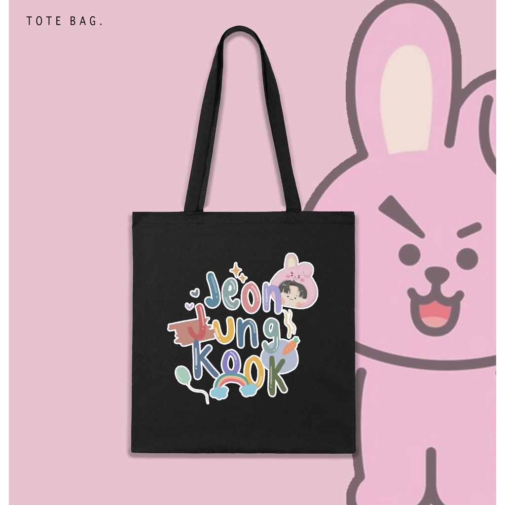 TOTE BAG NAME BT21 /TAS SANTAI WANITA / BAHAN KANVAS / KOREAN STYLE / BEST SELLER