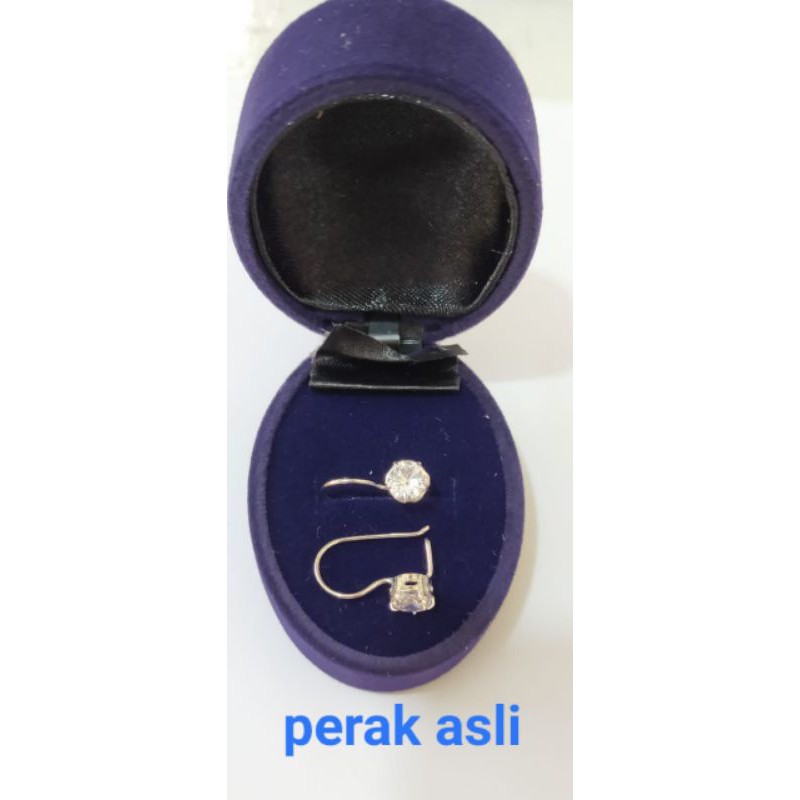 Anting Desy, perak 925, sepuh emas putih