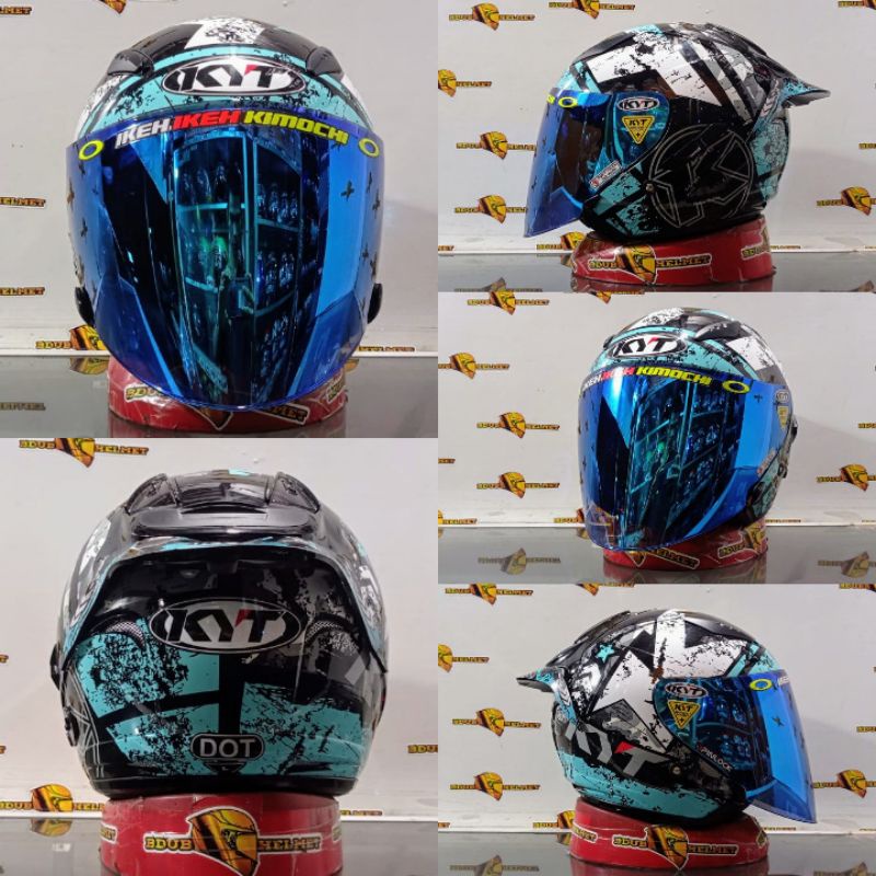 HELM KYT GALAXY FLAT R MOTIF#5 AQUA BLUE/PAKET GANTENG 100%ORIGINAL SNI-DOT-AQUA BLUE/VENOM/BLUE