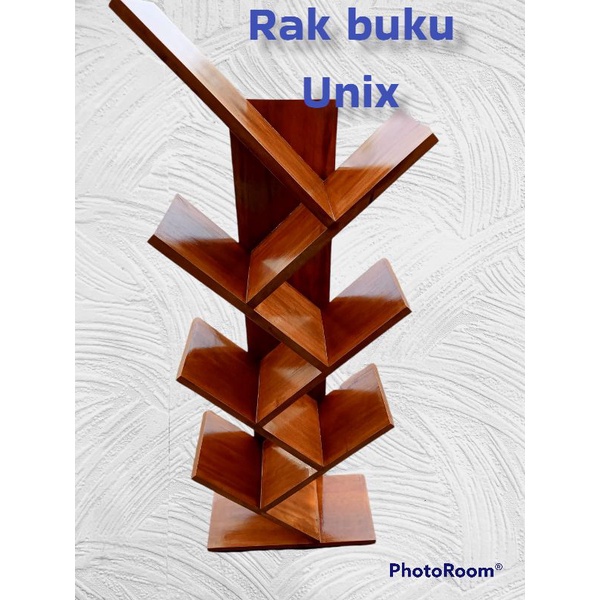 rak buku kayu unik jati belanda