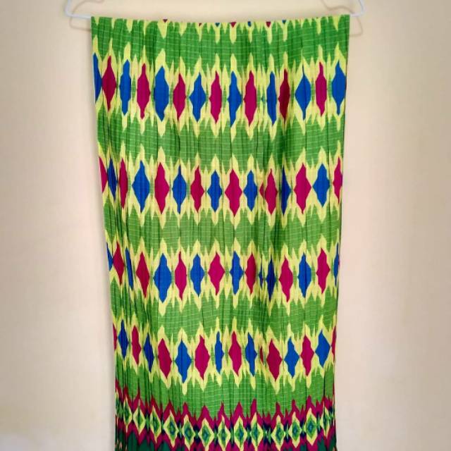 Rok Plisket Motif Hijau