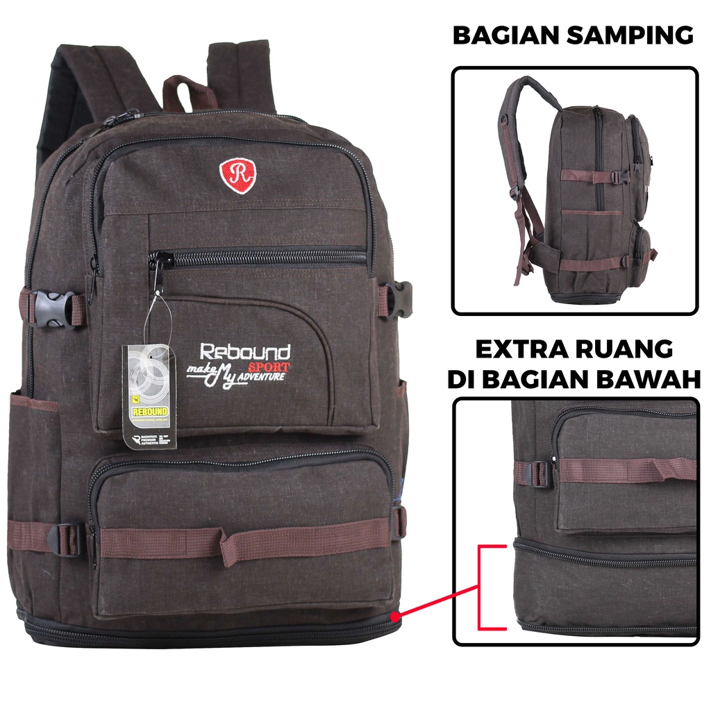 Ransel Gendong Pria Distro Susun Rebound Cowok Backpack Punggung Keren Bagus Awet