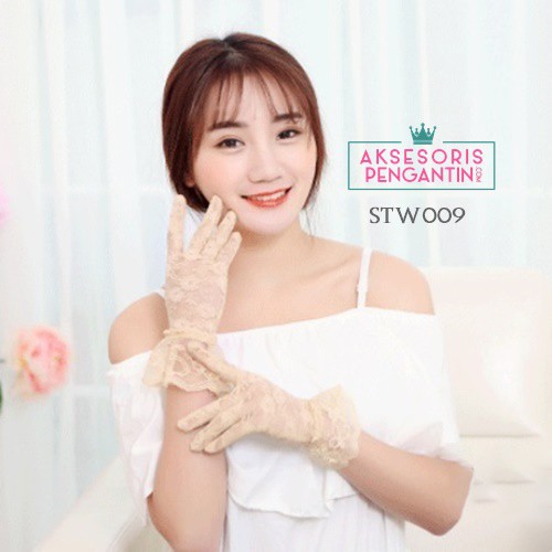 [LIMITED STOCK] SARUNG TANGAN RENDA NUDE WEDDING GLOVES AKSESORIS WANITA STW009