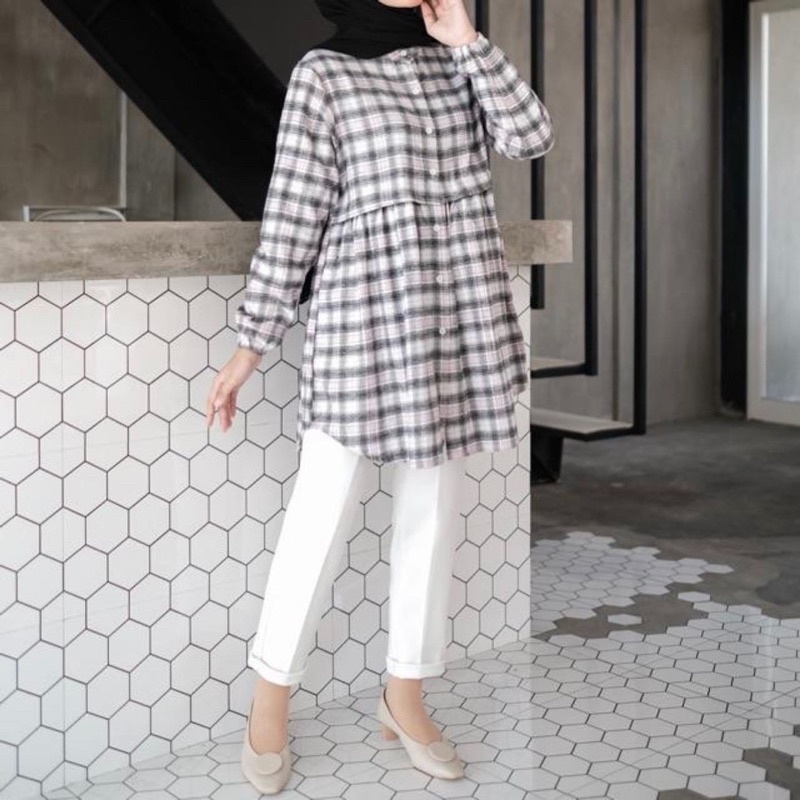Blouse Flanel Outfix Adyra New Murah Atasan Tunik