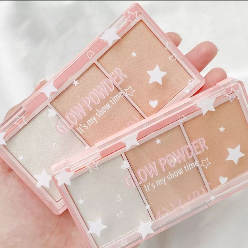 PROMO ECER!! HIGHLIGHTER POWDER ANYLADY GLOW POWDER+BLUSHER 2 WARNA BEST SELLER