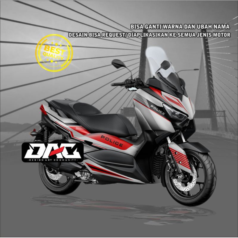 Sticker Decal XMAX police putih full body