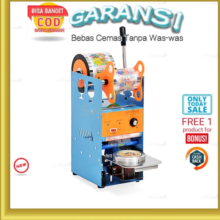 Mesin Cup Sealer Press Alat Perekat Gelas Plastik 16 Oz Sealing Perekat Minuman