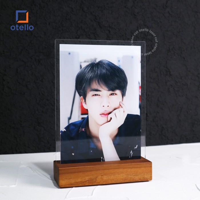 Custom Cetak Foto Akrilik + Wooden Stand Frame Dekorasi Hadiah Custom