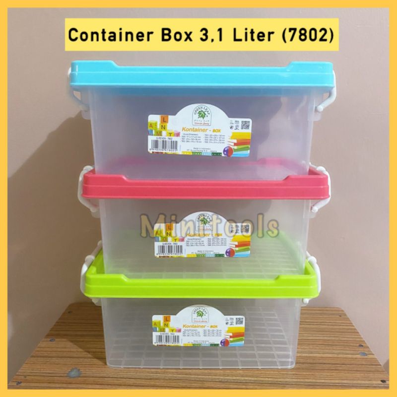 Container Box 3,1 Liter / Kotak Penyimpanan Serbaguna Masker Obat / Green Leaf 7802